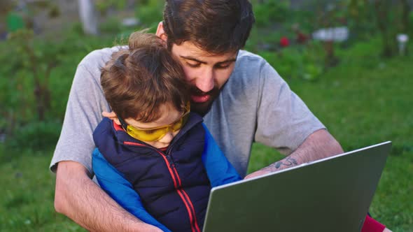 Fun Time Spending Together Dad and His Little Son alt