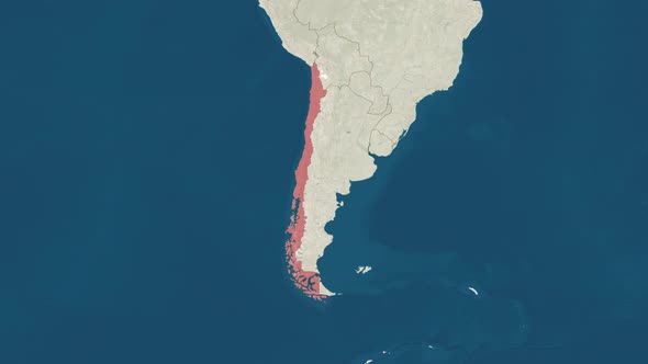 Zoom in to the Map of Chile with Text Textless
