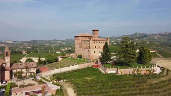 Grinzane Cavour Medieval Castle Aerial View alt