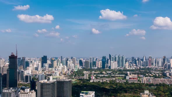 Bangkok business district city center above Asok area with cloud pass over – Time Lapse