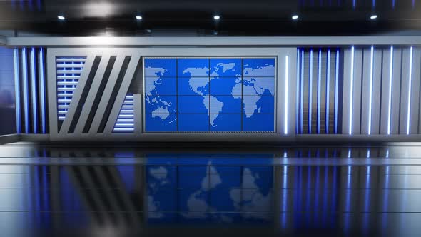 Virtual News Studio Set Green Screen Background Loop 4k alt