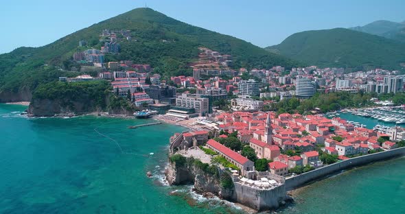 Budva, Montenegro. Famous Old Town on Adriatic sea