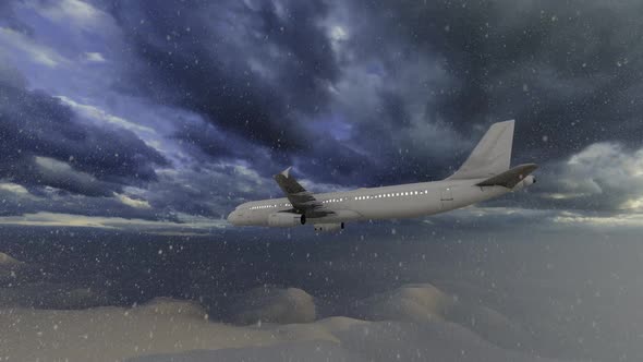Airplane In Snowstorm