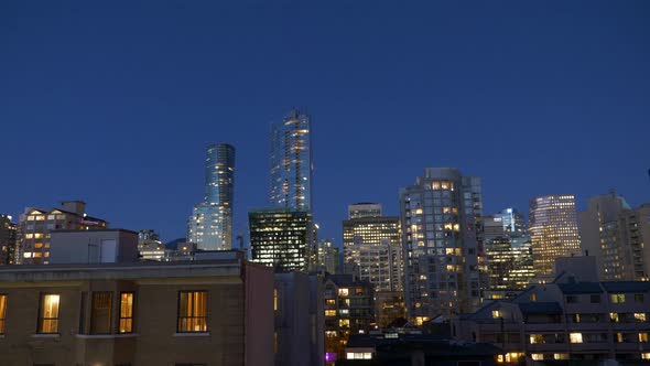 Sunset Time Lapse of Downtown Vancouver, Clear Sky. alt