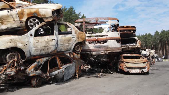Destroyed and Shot Cars in the City of Irpin Ukraine  the Consequences of the War alt