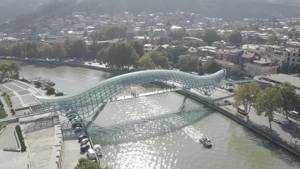 Aerial view. Georgia. Tbilisi. Peace Bridge