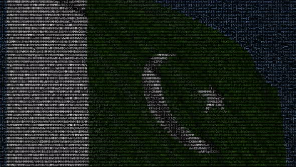 Flag of Pakistan Made of Text Symbols on a Computer Screen