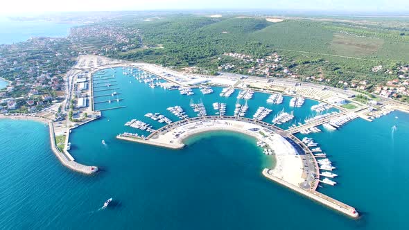 Aerial view of beautiful modern marine of Sukosan, Croatia