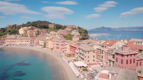 Aerial Shot Sestri Levante a Town on the Ligurian Coast in Italy City Landscape alt