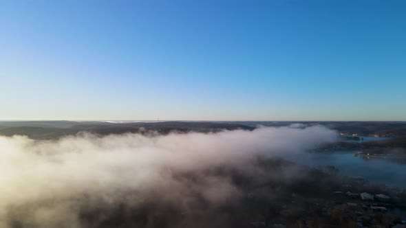 Magnificent Airplane Window View Above the Clouds, Copy Space in Sky alt