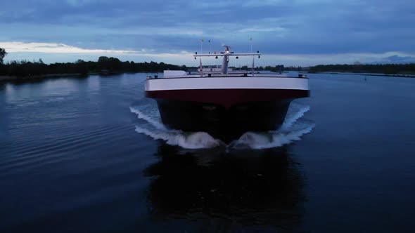 Factofour Cargo Ship Sails At Barendrecht, South Holland, Netherlands. close up alt