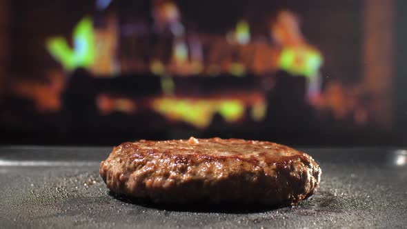 Perfect Hamburger Patty On Teppanyaki Grill At Home
