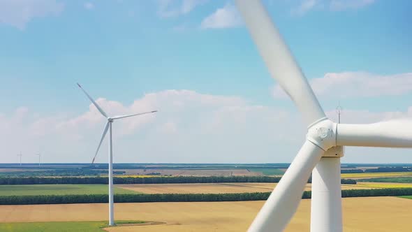 Aerial Shot of Wind Power Turbines