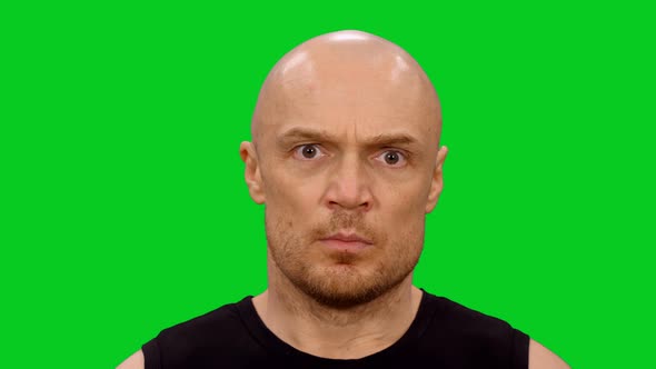 Shocked Man Making Stunned And Surprised Face on Green Screen