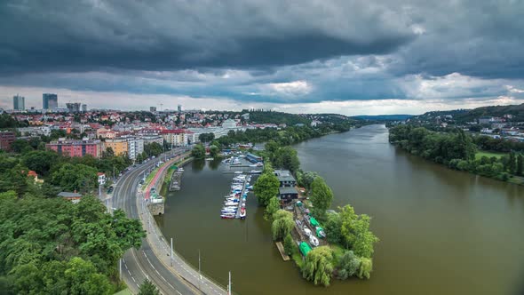 View of Prague Timelapse From the Observation Deck of Visegrad alt