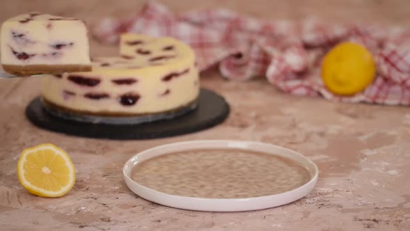 Piece of Delicious Cherry Cheesecake alt