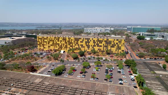 Downtown Brasilia Brazil aerial view. Cityscape of brazilian capital city alt