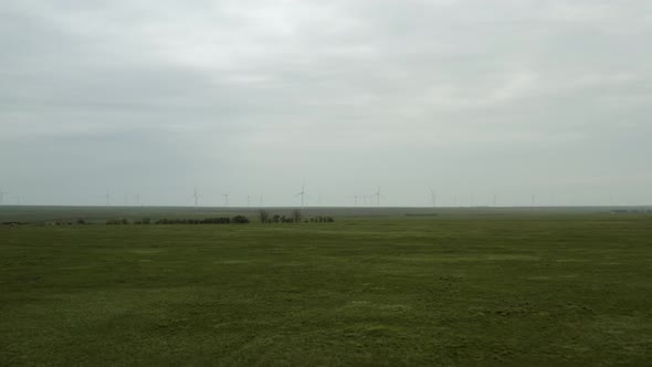Aerial View of Powerful Wind Turbine Farm for Energy Production alt