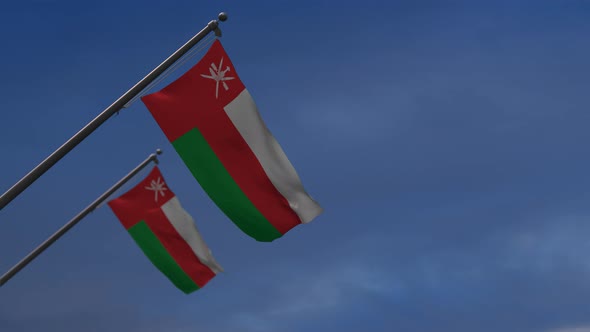 Oman Flags In The Blue Sky - 4K