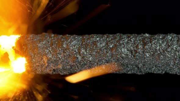 Sparkler Burning on Black Background. Closeup alt