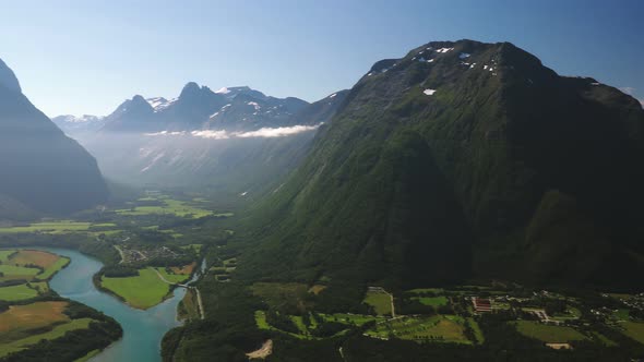 Rampestreken in Andalsnes, Norway, drone aerial view alt