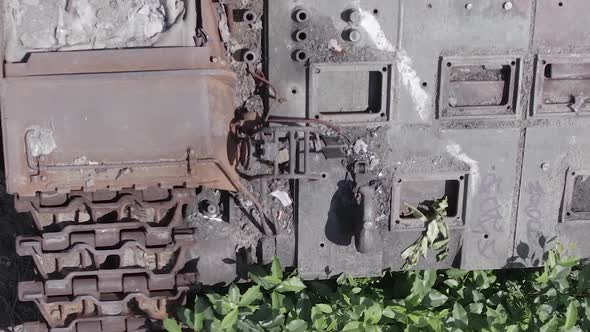 Vertical Video of a Destroyed Russian Military Equipment During the War in Ukraine alt