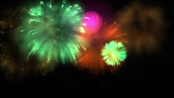 Looping Defocused Multicolored Isolated Fireworks