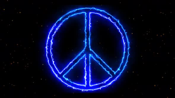 Peace Blue Symbol Neon Abstract Animation