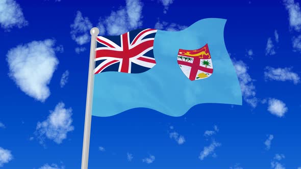 Fiji Flaying National Flag In The Sky alt