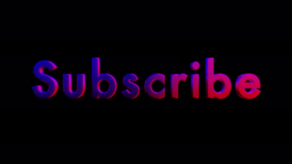 text SUBSCRIBE with changing color blue pink. There is an alpha channel