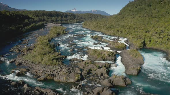Aerial Landscape of Osorno Volcano &amp; Falls of Petrohue - Puerto Varas, Chile, South America alt