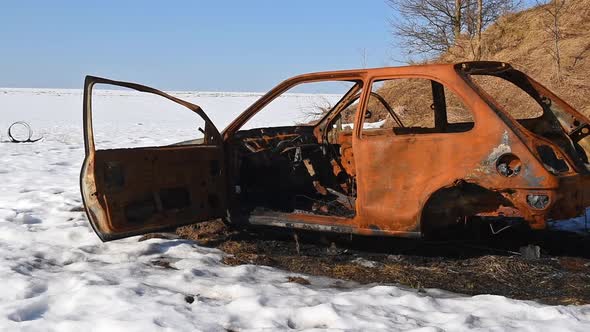 Burnt Car In Winter