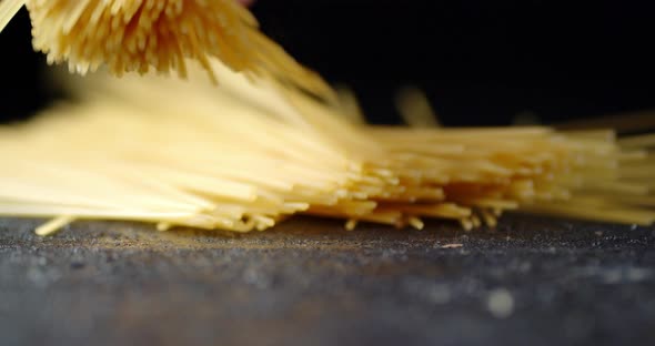 Pasta Dry Spaghetti Falling on the Table. , Stock Footage | VideoHive