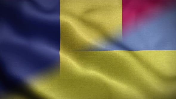 Ukraine Romania Flag Loop Background 4K