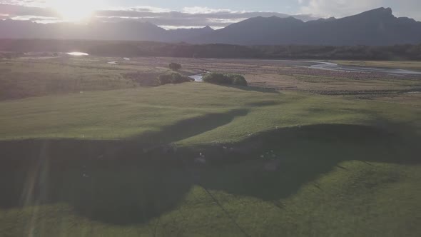 Typical New Zealand landscape aerial footage