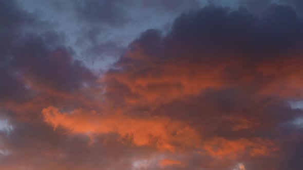 Beautiful Cloudscape at Sunset with Red Clouds on Sky