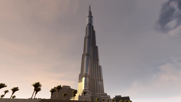 Burj Khalifa and Time-lapse Sunset Sky