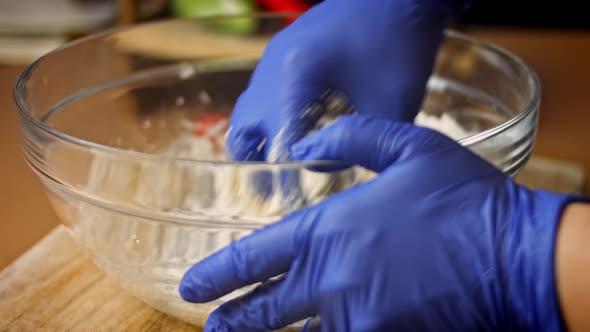 Knead the Dough with Blue Gloves alt