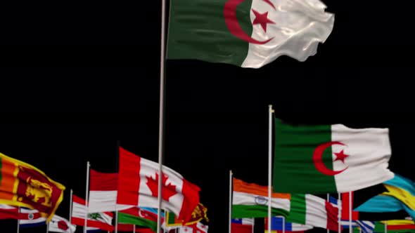 Algeria  flag with world flags alpha