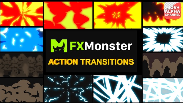 Cartoon Action Transition | Motion Graphics Pack