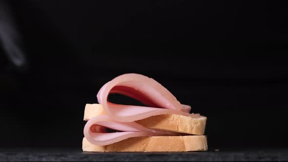 Sandwich with ham. Fast food, Chef is cooking sandwich with prosciutto cotto alt