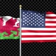 Wales And United States Two Countries Flags Waving - VideoHive Item for Sale