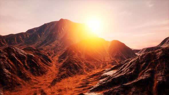 Amazing Sandstone Formations in Famous Sunset at Monument Valley alt