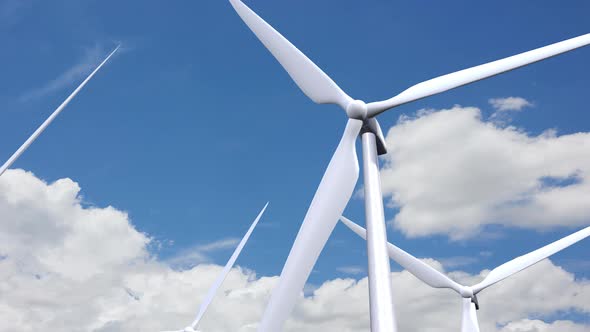Wind Turbines  Clean Green Wind Energy to Reduce Carbon Footprint and Against Global Warming alt