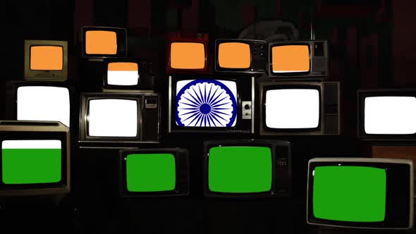 Flag of India and Vintage Televisions. alt
