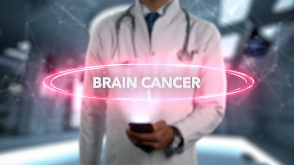 Brain Cancer Male Doctor Hologram Illness Word alt
