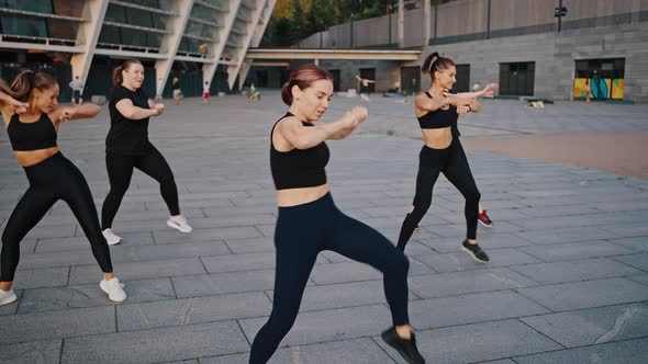 Diversity Group of Women Has a Class in Outdoor Sports Dance alt
