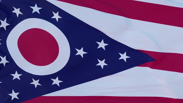 Flag of Ohio State Region of the United States Waving at Wind alt