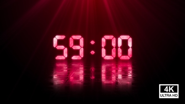 Digital Negative Countdown 60 Seconds Red 4K alt