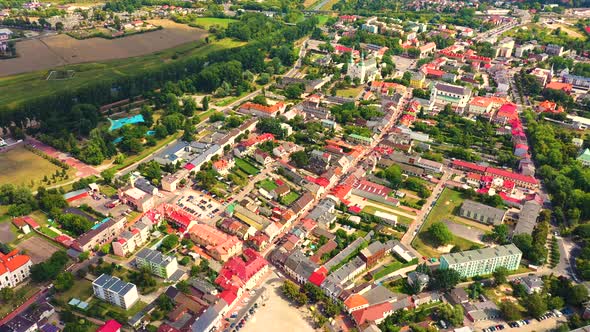 Landscape of the old town from the air with the visible. View on historic buildings on the market. L alt